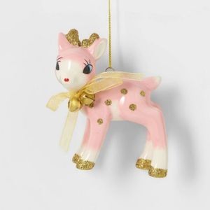 Target Retro Deer Christmas Tree Ornament Pink/Gold Wondershop